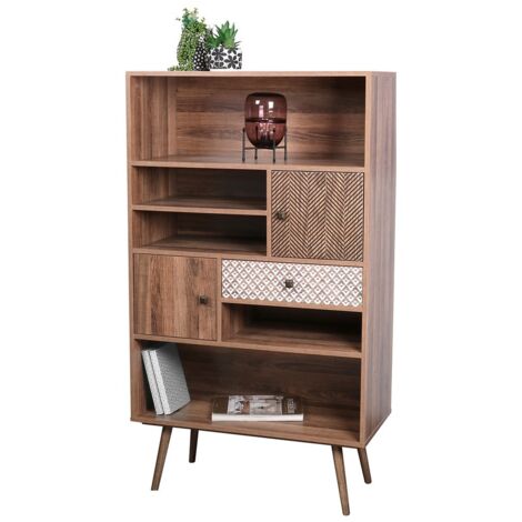 Bibliothèque ALTA coloris chêne clair avec 2 portes et 1 tiroir – Design scandinave et rangement pratique