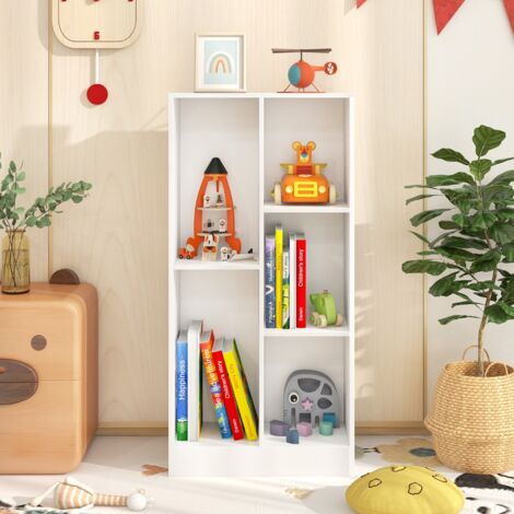Bibliothèque  Armoire à Livres 5 Cases 2 Kits Bois Blanc 50 cm Autoportante