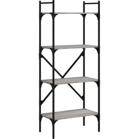 Bibliothèque Armoire à livres à 4 niveaux sonoma gris 56x31,5x138,5 cm