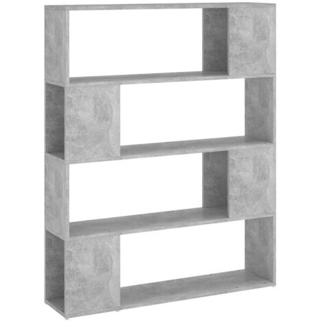 Bibliothèque Armoire à livres/Séparateur de pièce Gris béton 100x24x124 cm