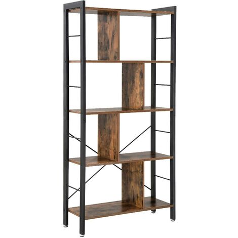 Bibliothèque armoire étagère 4 niveaux industriel 154,5 cm style industriel marron et noir - Marron