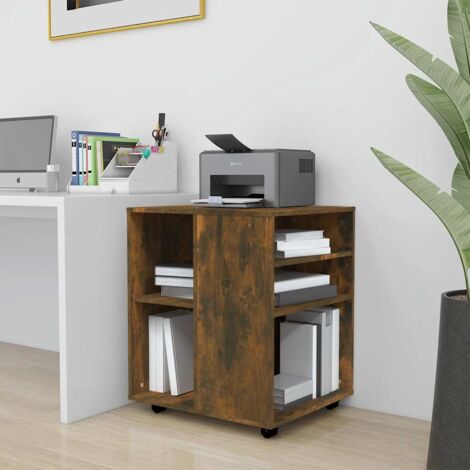 Bibliothèque Armoire roulante - Étagère de Rangement Style Contemporain Chêne fumé 60x53x72 cm Bois d'ingénierie BV555009 - BonneVie