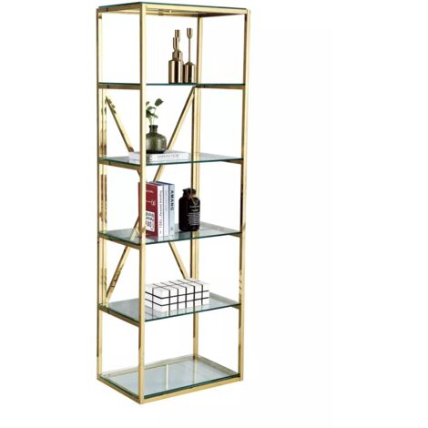 HOMY FRANCE Bibliothéque ARYA Transparent GOLD 60x40x180 cm
