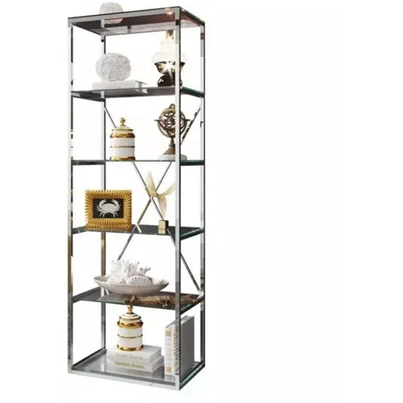 Homy France - Bibliothèque arya Transparent Inox 60x40x180 cm