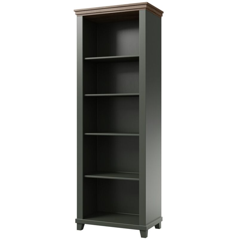 Bibliothèque ASSIA vert foncé et bois 71 cm - 5 niches ouvertes - Élégance sobre et design Bibliothèque ASSIA vert foncé et bois 71 cm - 5 niches ouvertes - Élégance sobre et design