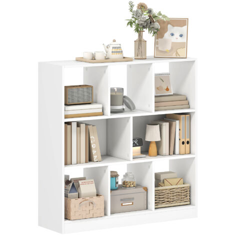 Bibliothèque autoportante, 8 étagères, 97,5 x 30 x 100 cm, blanche