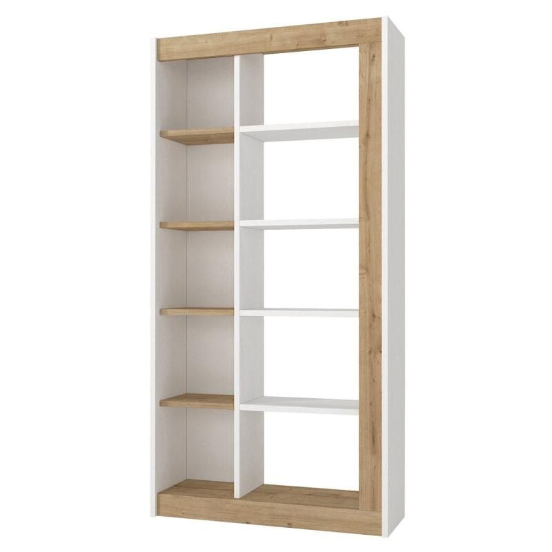 Vente-unique - Bibliothèque avec 10 niches - Naturel clair et Blanc - silomai