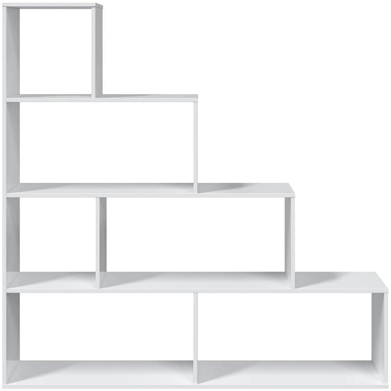 Bibliotheque avec 4 etageres coloris Blanc Brillant en melamine - Dim: 145 x 145 x 29 cm Pegane