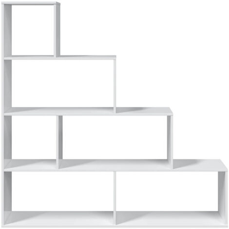 Bibliotheque avec 4 etageres coloris Blanc Brillant en melamine - Dim: 145 x 145 x 29 cm -PEGANE-