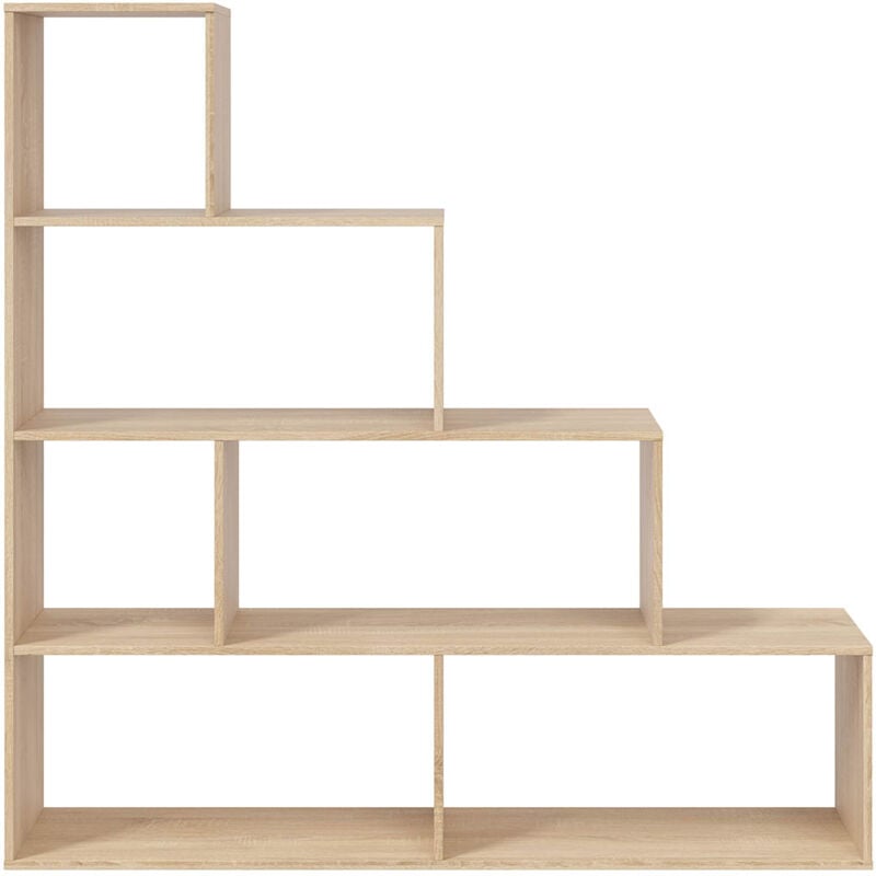 Bibliotheque avec 4 etageres coloris Chene Canadien en melamine - Dim: 145 x 145 x 29 cm Pegane