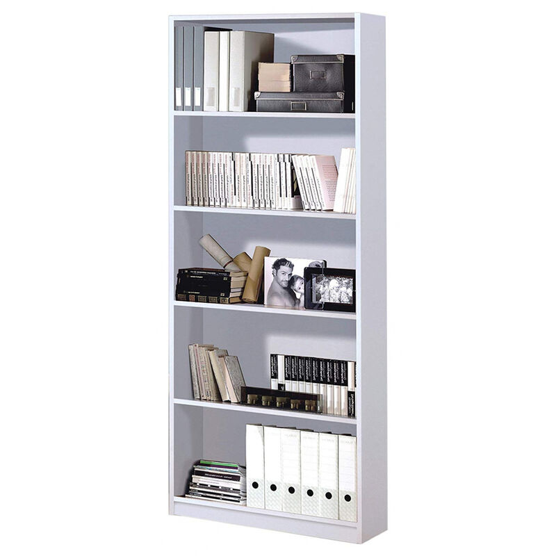 Bibliothèque avec 4 étagères de rangement coloris Blanc artic - 201 cm (hauteur) x 80 cm (longueur) x 28 cm (profondeur)