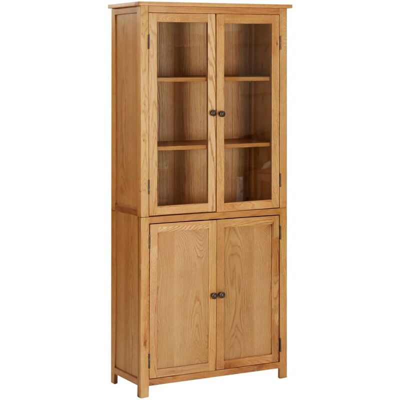 Bibliothèque avec 4 Portes Bois de Chêne et Verre 80x35x180 cm