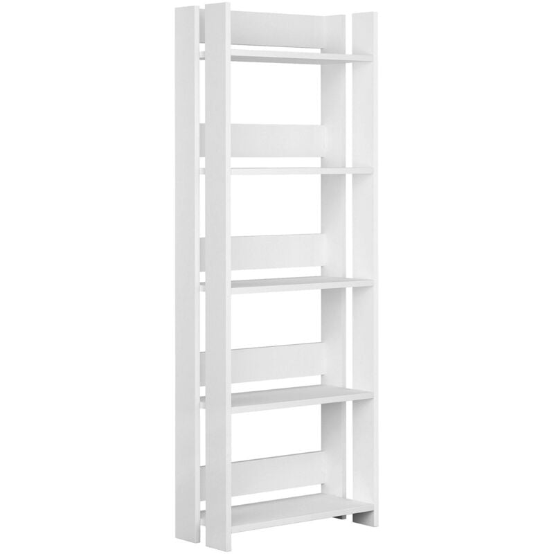 Fijalo - Bibliothèque avec 5 étagères. Couleur Blanc. (Hauteur 155 cm/Largeur 57 cm/Profondeur 25 cm)