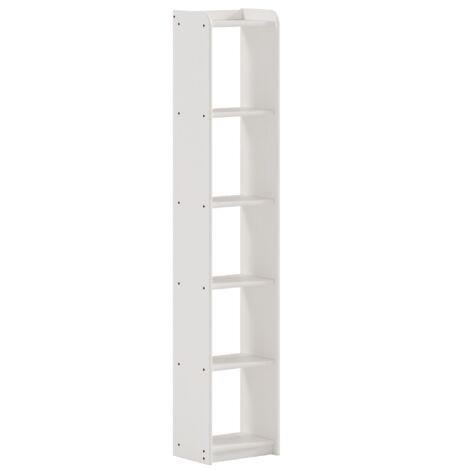 Bibliothèque avec 6 étagères, en pin massif coloris Blanc  - Longueur 40 x Hauteur 200 x Profondeur 28 cm