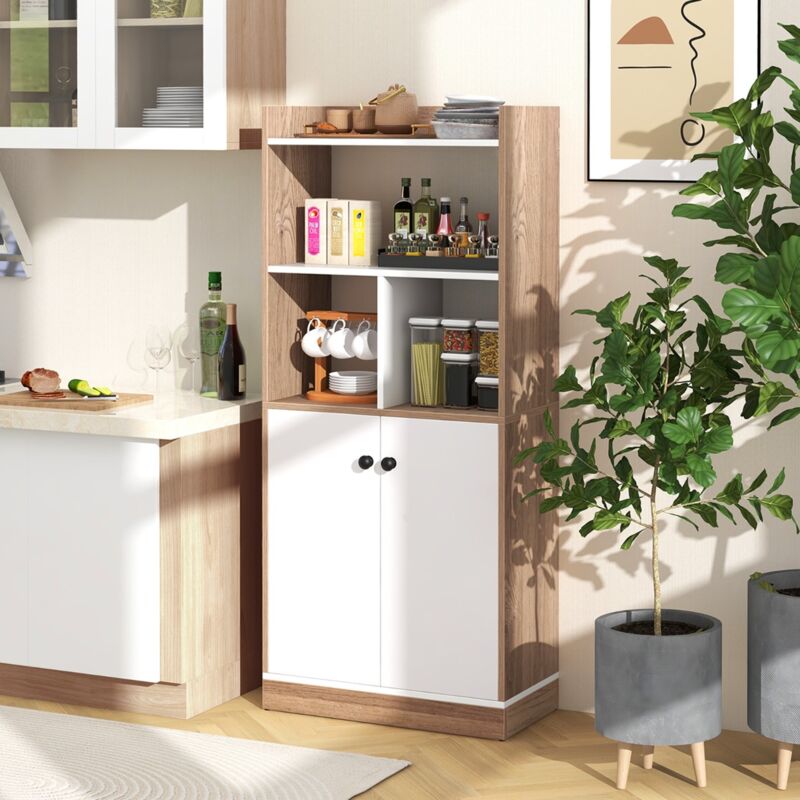 Maisonchic - Bibliothèque avec Armoire à Double Porte Etagère Haute à 3 Niveaux Cubes Ouverts Vitrine Moderne Organisateur de Rangement 60x30x140cm