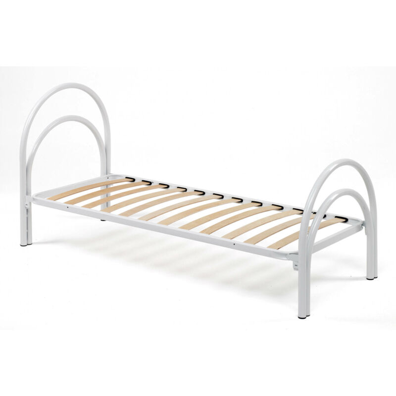 Mera lit simple avec structure en fer et tête de lit, Made in Italy, adapté pour matelas 80x190, Blanc - Talamo Italia