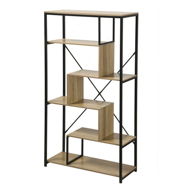 CALICOSY - Bibliothèque avec étagères 6 niveaux H160 cm