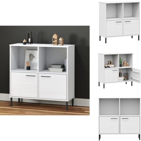 Bibliothèque avec pieds en métal Blanc 90x35x90,5 cm Bois OSLO - Bibliothèque Blanche - Bibliothèque Design - Bibliothèque Rustique - Étagère À Livres - Meuble Rangement