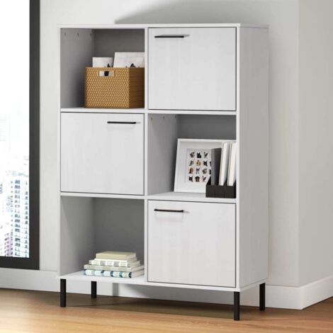 Bibliothèque avec pieds en métal-Étagère de Rangement Blanc 90x35x128,5 cm Bois OSLO 418335
