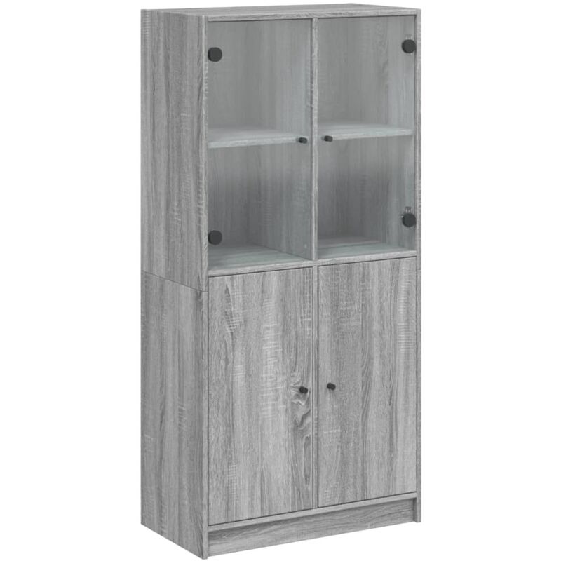 Buffet haut avec portes gris sonoma 68x37x142cm bois ingénierie Vidaxl