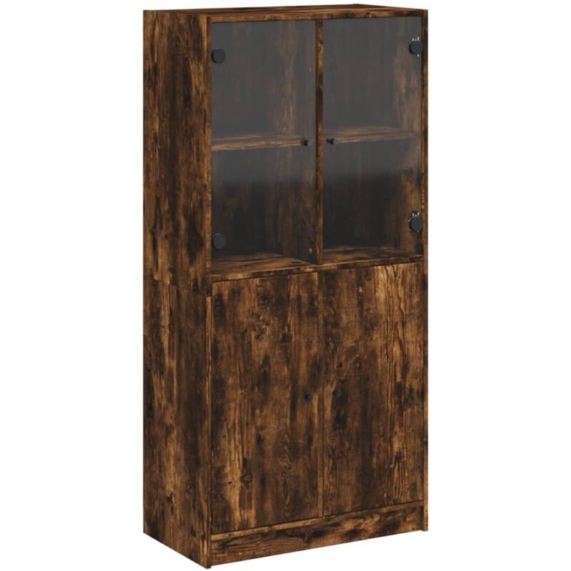 Buffet haut avec portes chêne fumé 68x37x142 cm bois ingénierie - Vidaxl