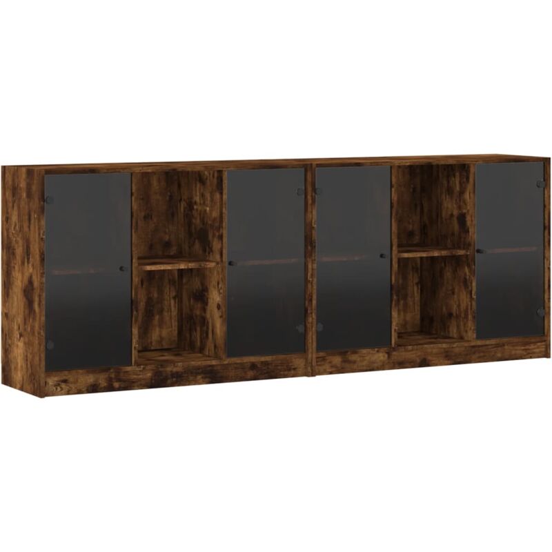 Vidaxl - Bibliothèque avec portes chêne fumé 204x37x75 cm