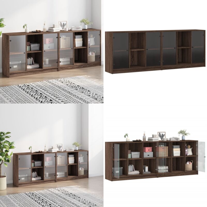 Bibliothèque avec portes chêne marron 204x37x75 cm - Bibliothèque - Meuble De Rangement - Armoire - Étagères - Design Moderne - Home & Living