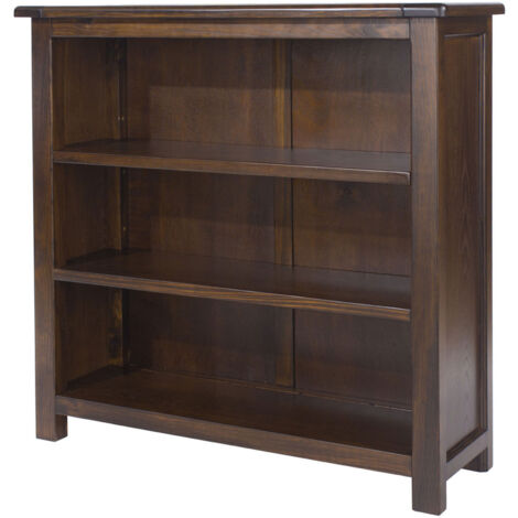 Bibliothèque basse 2 étagères 90x30x90 cm en pin foncé - GUVEN