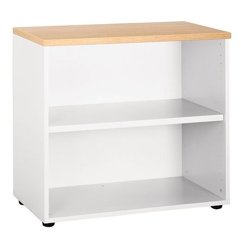 Bibliothèque basse finition chêne clair - corps blanc Exprim - Maxiburo