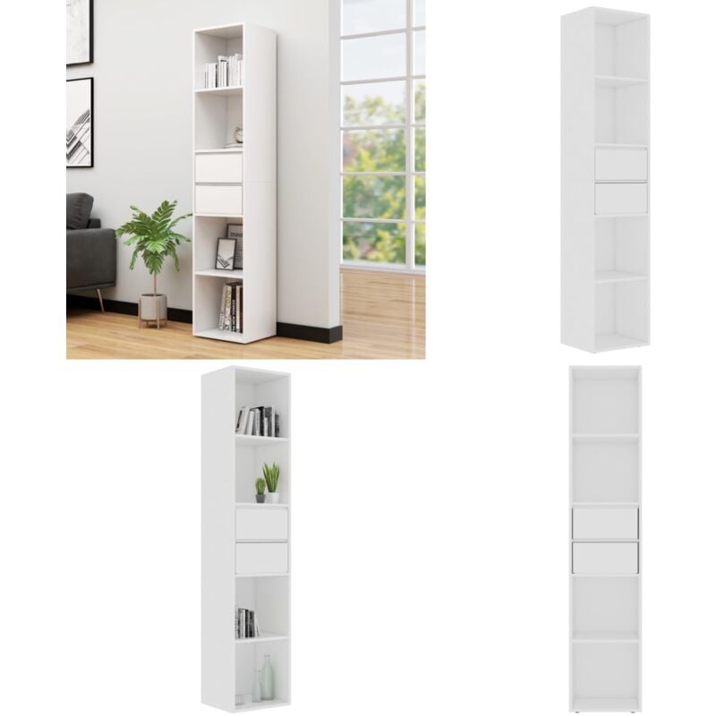 Bibliothèque Blanc 36x30x171 cm Bois d'ingénierie - Bibliothèque Blanche - Bibliothèque Design - Bibliothèque Moderne - Étagère Ouverte - Meuble