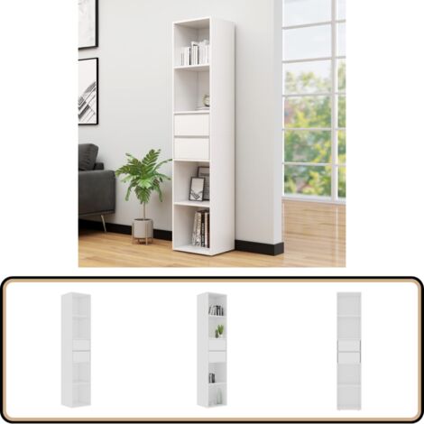 Bibliothèque Blanc 36x30x171 cm Bois d'ingénierie - Bibliothèque Blanche - Bibliothèque Design - Bibliothèque Moderne - Étagère Ouverte - Meuble Rangement