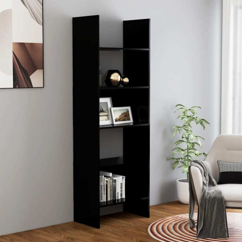 Bibliothèque Noir 60x35x180 cm Bois d'ingénierie