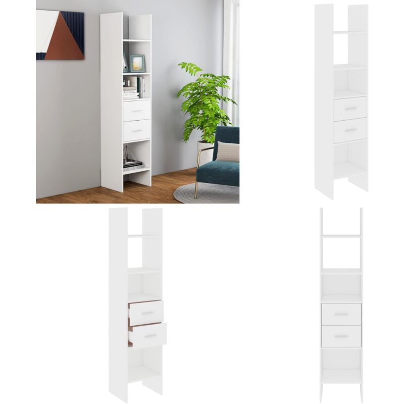 Vidaxl - Bibliothèque Blanc 40x35x180 cm Bois d'ingénierie - Bibliothèque Blanche - Bibliothèque Design - Bibliothèque Murale - Meuble Rangement