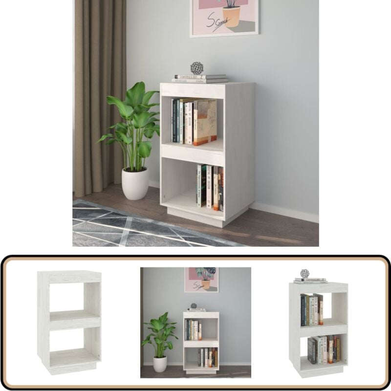 Vidaxl - Bibliothèque Blanc 40x35x71 cm Bois de pin massif - Bibliothèque Blanche - Bibliothèque Bois - Étagère Bois - Meuble Rangement