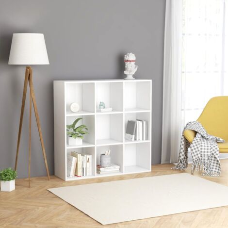 Vidaxl – Bibliothèque blanche 98x30x98 cm – Aggloméré durable – 9 compartiments pour livres et objets décoratifs – Facile à assembler