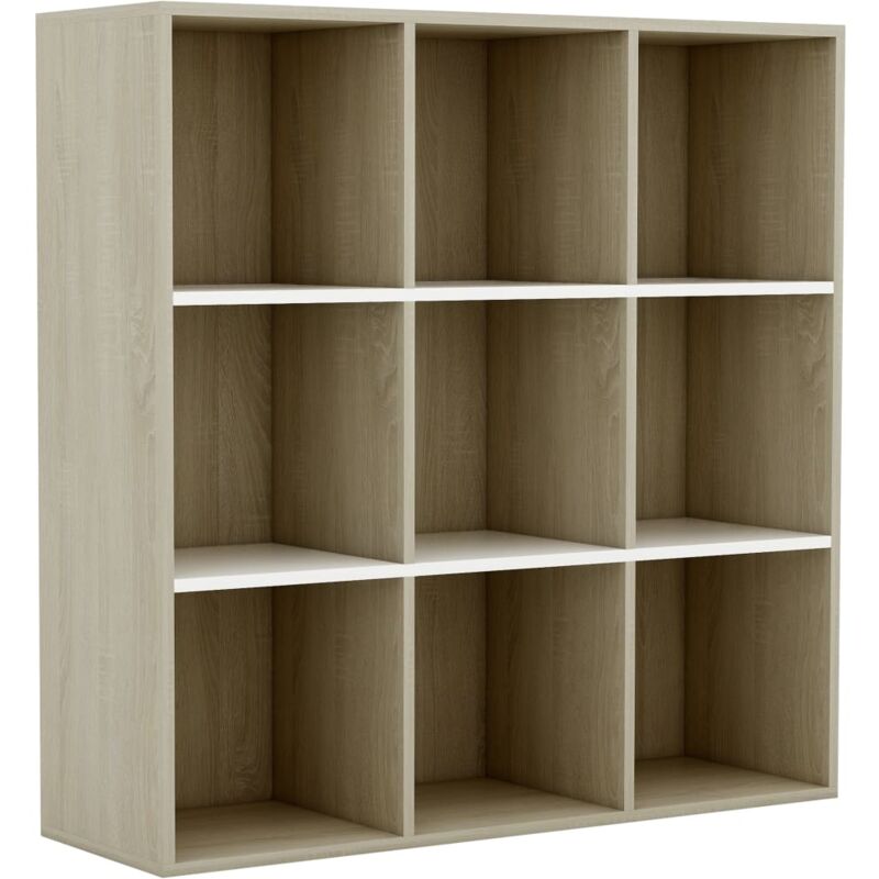 <strong>bibliotheque</strong> 98x30x98 cm agglomere blanc et chene sonoma