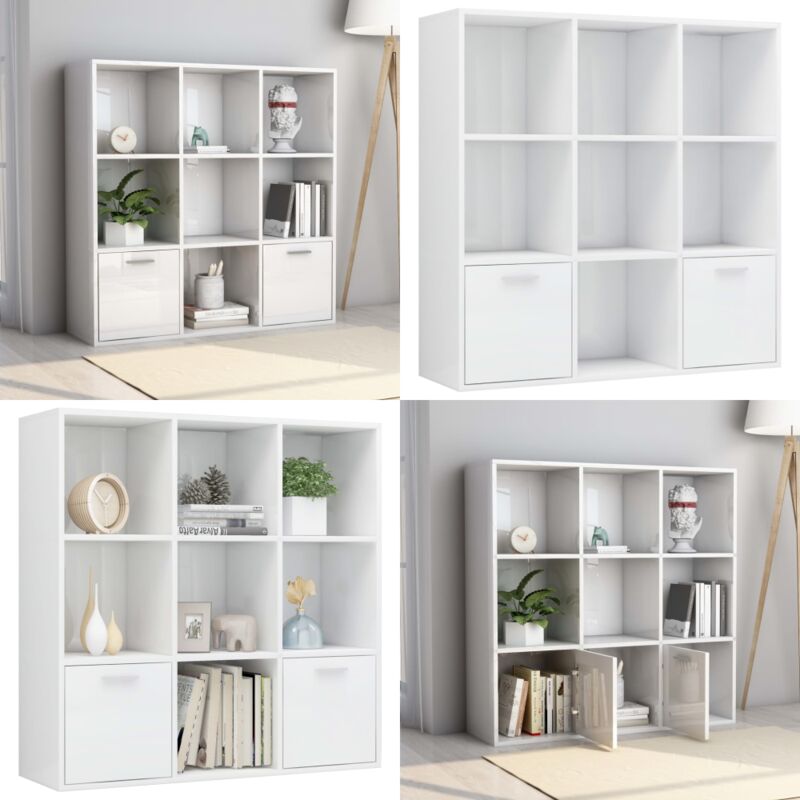 Vidaxl - Bibliothèque Blanc brillant 98x30x98 cm Bois d'ingénierie - Bibliothèque Blanche - Bibliothèque Moderne - Bibliothèque Ouverte - Meuble