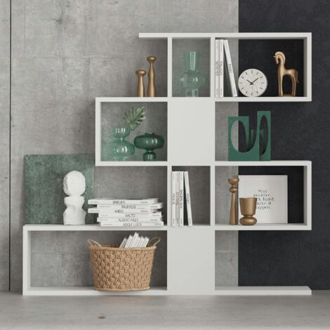Bibliothèque blanche avec niches, style design 120 cm MARFA