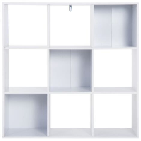 Bibliothèque blanche pour maison et bureau avec 9 compartiments en bois 91 x 29,5 x 91 cm