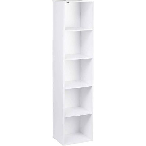 Bibliothèque casier à livres en MDF étagère de rangement étagère de bureau classeur avec 5 compartiments 32,2cm blanc