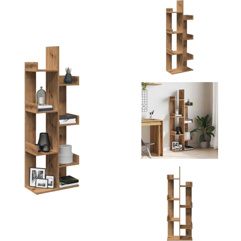 Bibliothèque chêne artisanal 48x25,5x140 cm bois d'ingénierie - Bibliothèque - Bibliothèques - Armoire à Livres - Étagère à Livres