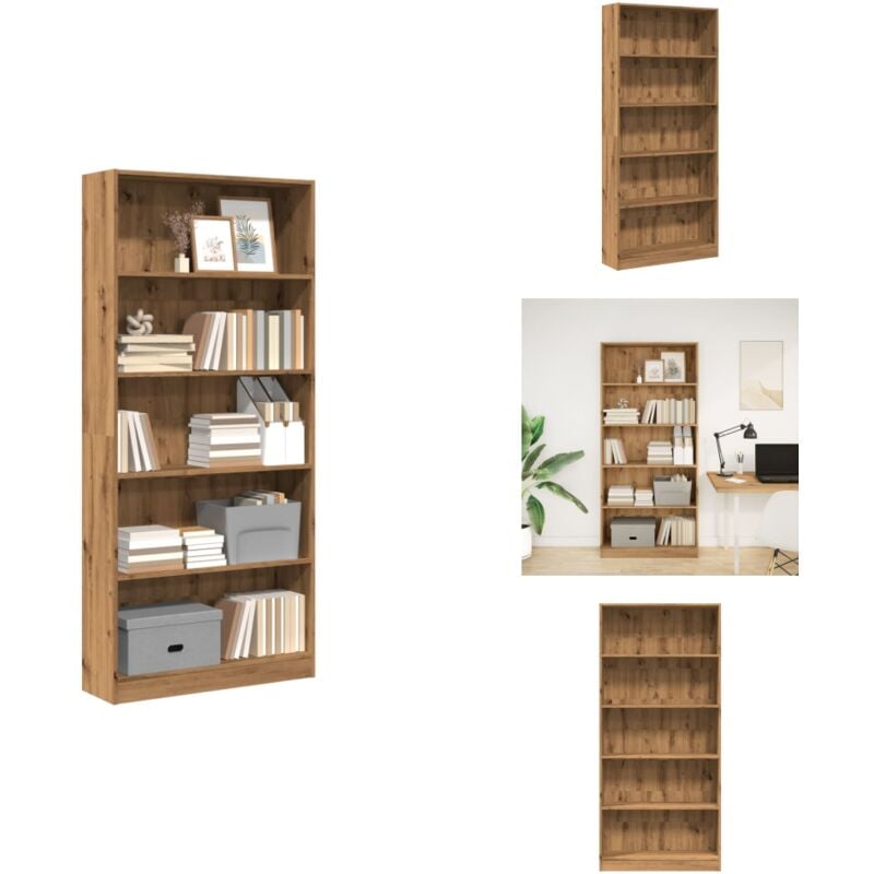 Vidaxl - Bibliothèque chêne artisanal 80x24x176 cm bois d'ingénierie - Bibliothèque - Bibliothèques - Étagère à Livres - Armoire De Rangement