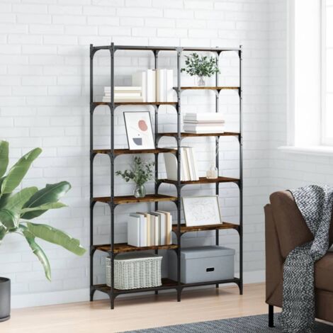 Bibliothèque chêne fumé 100x32x170 cm bois d'ingénierie et fer vidaXL