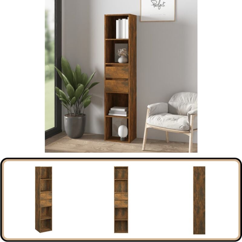 Vidaxl - Bibliothèque Chêne fumé 36x30x171 cm Bois d'ingénierie - Bibliothèque - Bibliothèque En Bois - Meuble Rangement - Étagère Ouverte - Tiroir