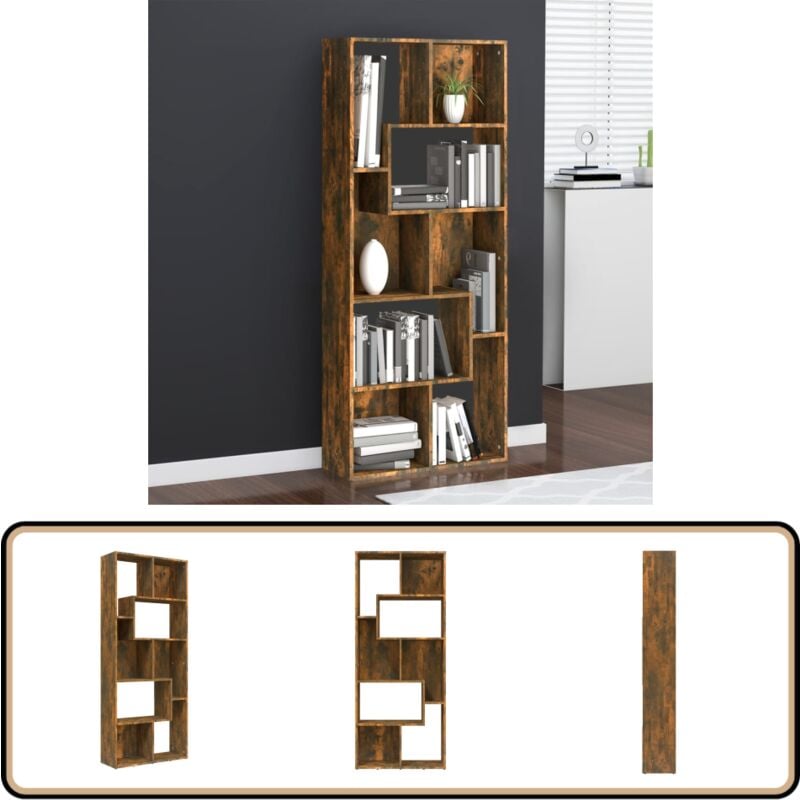 Vidaxl - Bibliothèque Chêne fumé 67x24x161 cm Bois d'ingénierie - Bibliothèque - Meuble De Rangement - Étagère - Armoire à Livres - Mobilier Intérieur