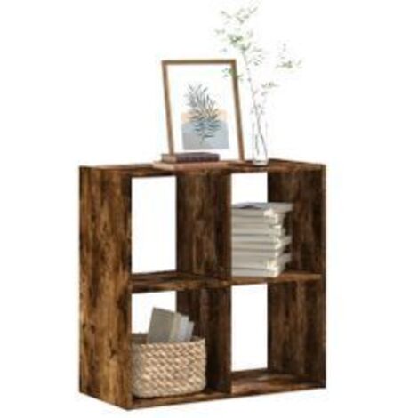 Bibliothèque chêne fumé 68,5x32x68,5 bois d'ingénierie