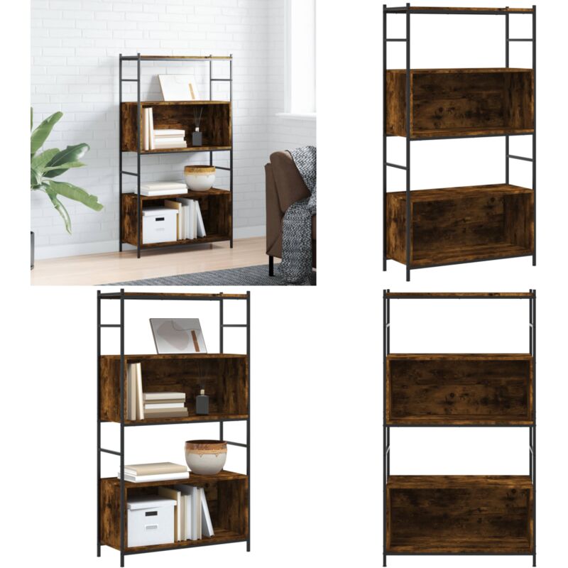 Vidaxl - Bibliothèque chêne fumé 80x30x145,5 cm bois d'ingénierie et fer - Bibliothèque Industrielle - Étagère Murale - Meuble Rangement