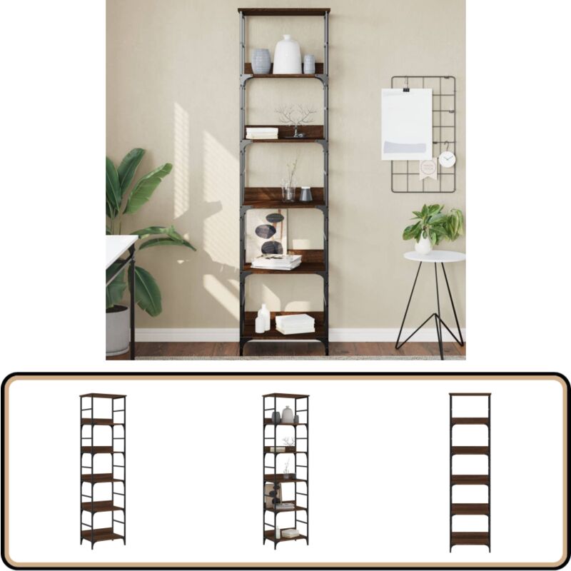 Vidaxl - Bibliothèque chêne marron 50x33x188,5 cm bois d'ingénierie - Bibliothèque Murale - Bibliothèque Industrielle - Étagère Bois - Meuble