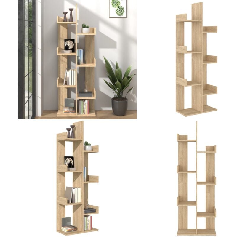 Bibliothèque Chêne sonoma 48x25,5x140 cm Bois d'ingénierie - Bibliothèque - Bibliothèque Design - Rangement - Étagère - Livre - Home & Living
