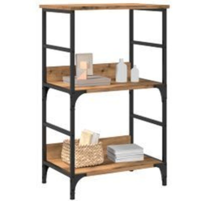 Petite étagère bibliothèque bois et métal Kano 50cm - Style industriel-Marron clair Petite étagère bibliothèque bois et métal Kano 50cm - Style industriel-Marron clair